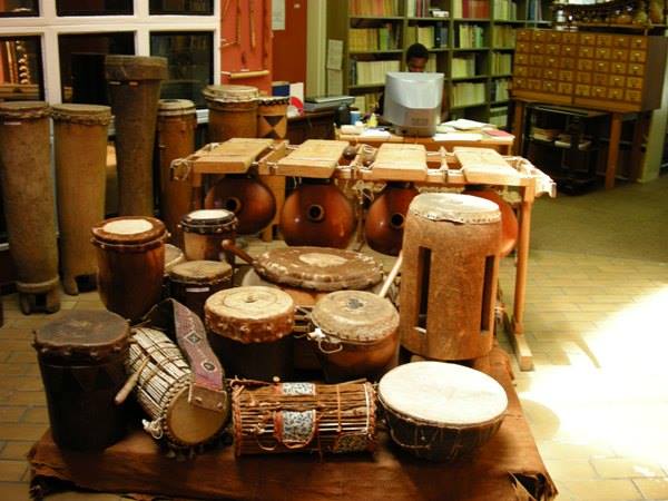 Traditional Zambian instruments: a variety of drums.